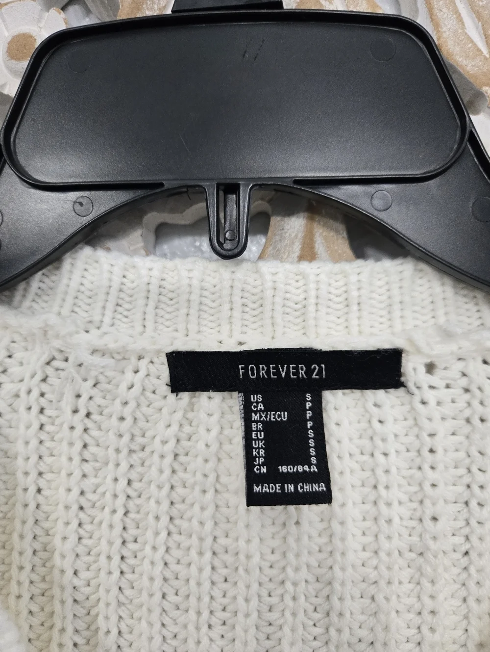 Forever 21 Cream V Neck Knit Sweater